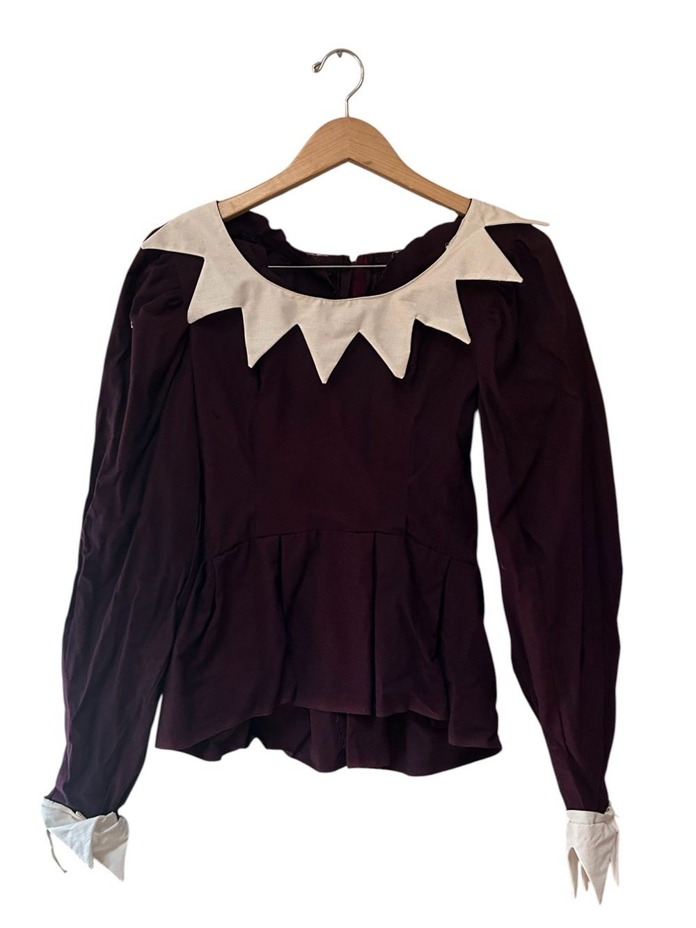 Vintage Scarecrow Costume Top  Womens Size 32” Burgundy Peplum Blouse Shirt Fall